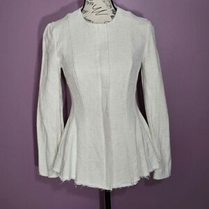 Theory peplum tweed Movement zip-up jacket blazer Career Money Sz4